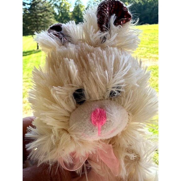 Bunny Rabbit Stuffed Animal Plush Shaggy Sequin Ears Small Easter Gift Basket - Picture 3 of 5